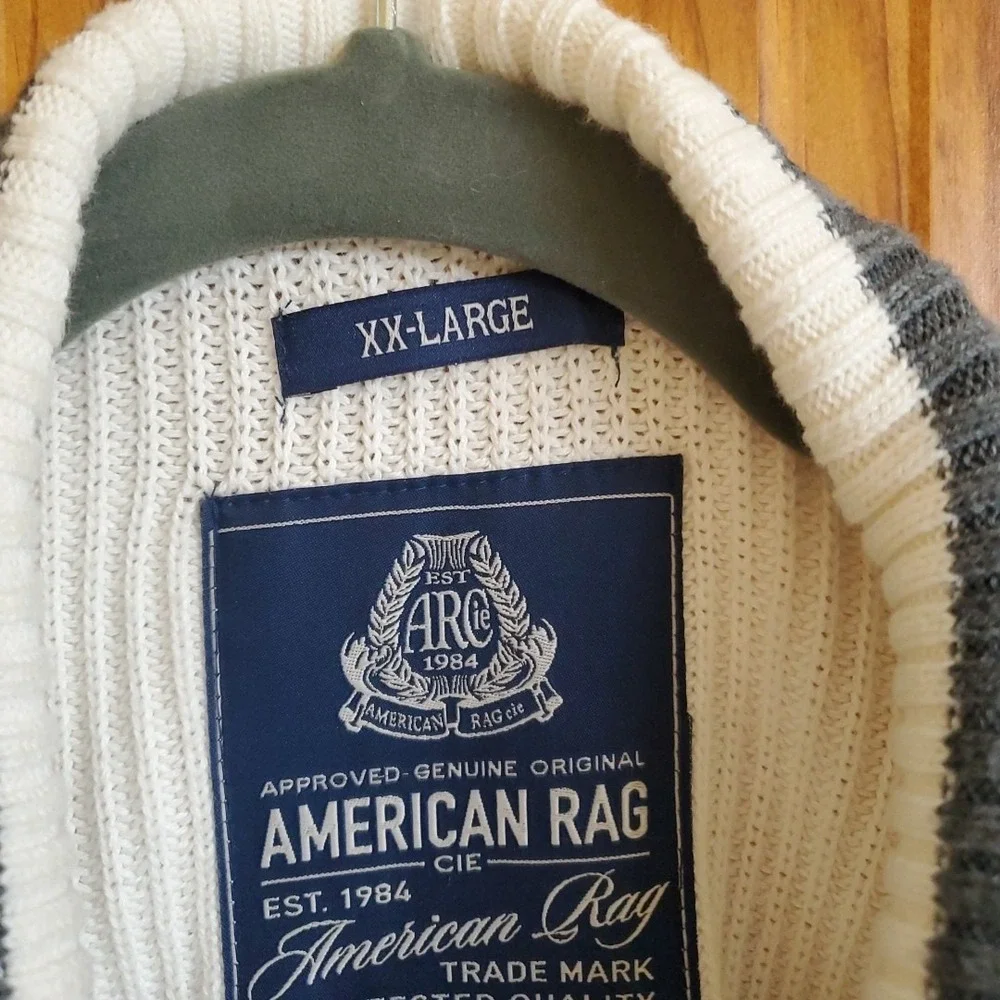 American Rag Mens Sz XXL‎ Pullover 1/4 Button Long Sleeve Oatmeal Sweater